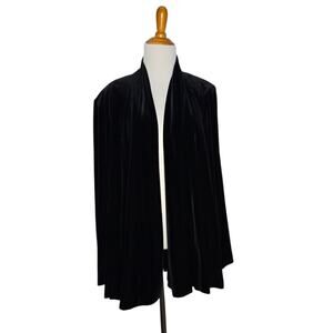 Vintage Velvet Evening Jacket Open Draped Black Winter Witchy Women 10 Missy